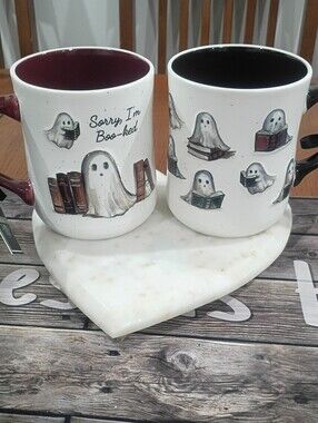 Viral Cobwebs & Cauldrons Sorry I'm Boo-ked Ghost Ceramic Mug Set of 2
